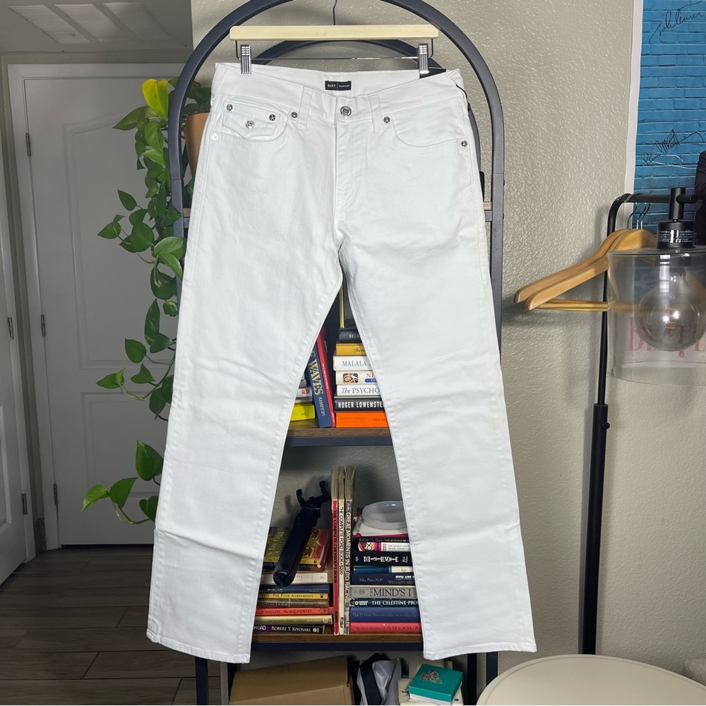 TRUE RELIGION Men White Jeans Ricky Relaxed Straight Pants 34"x32" NWT $179